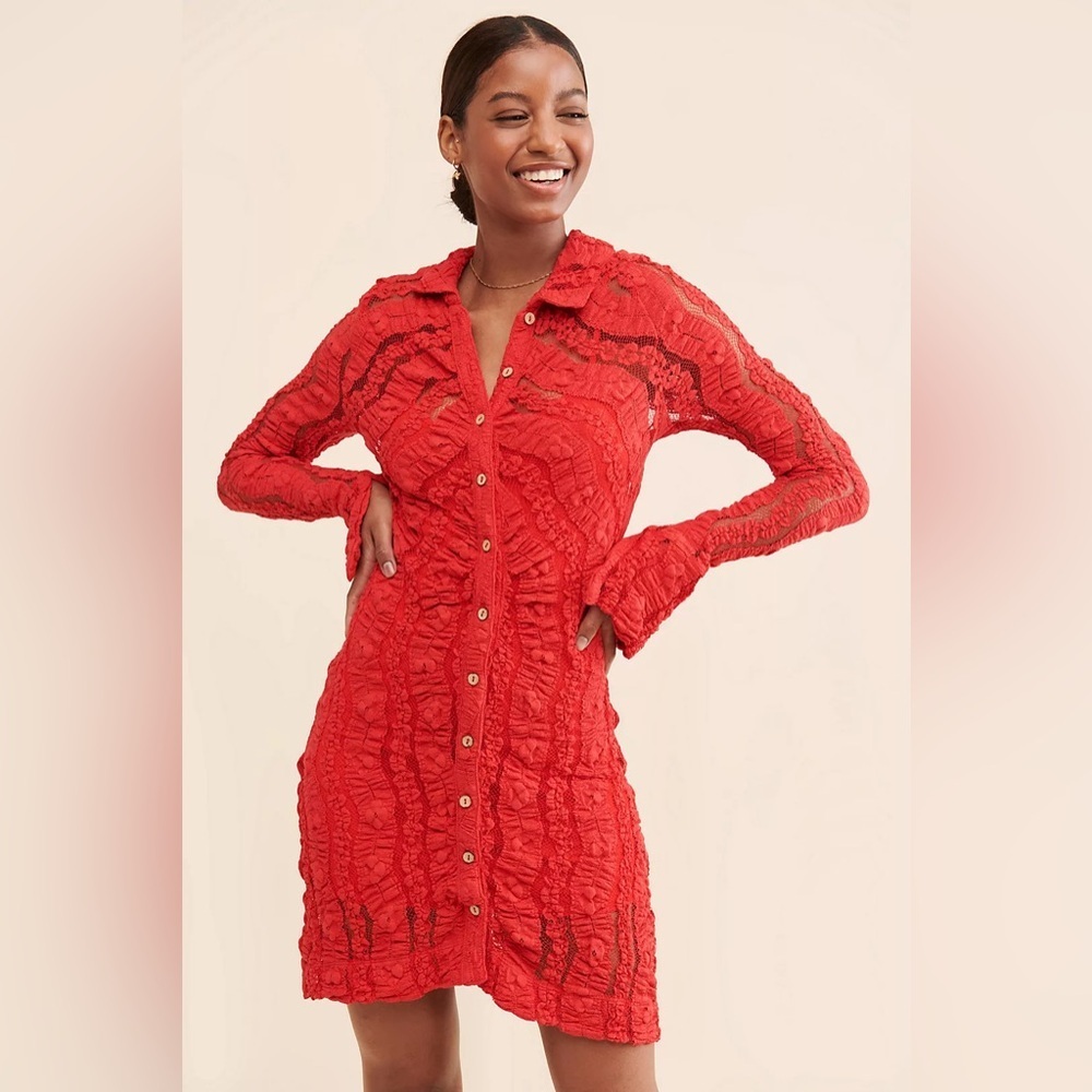 Free People Shayla Lace Mini Dress|size small